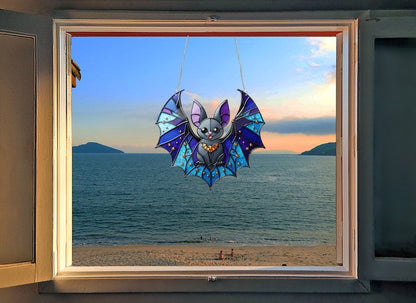 Bat Acrylic Window Hangings, Bat FAUX Stained Glass, Gift For Him, Home Decor