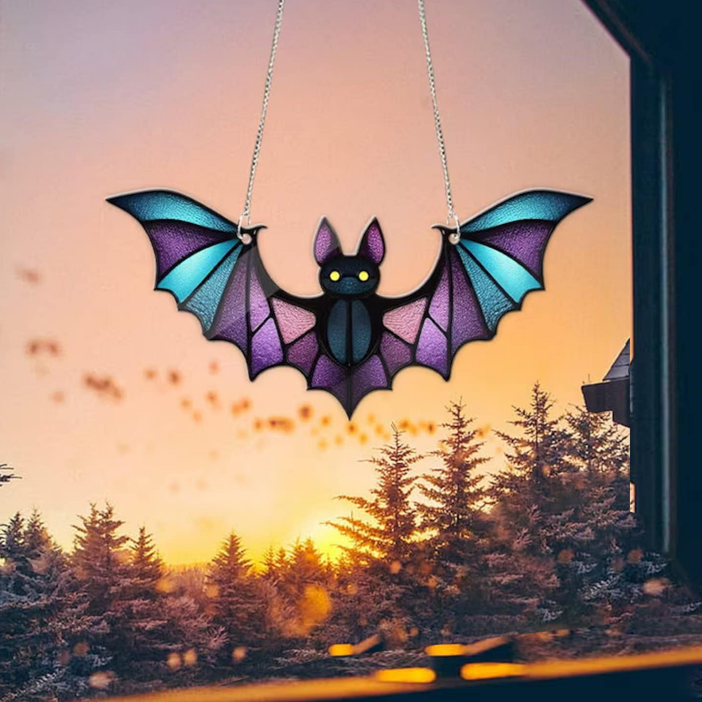 Bat Colorful 2 Acrylic Window Hanging, Indoor Decor, Bat lovers gift, Garden Gift, Home Decor