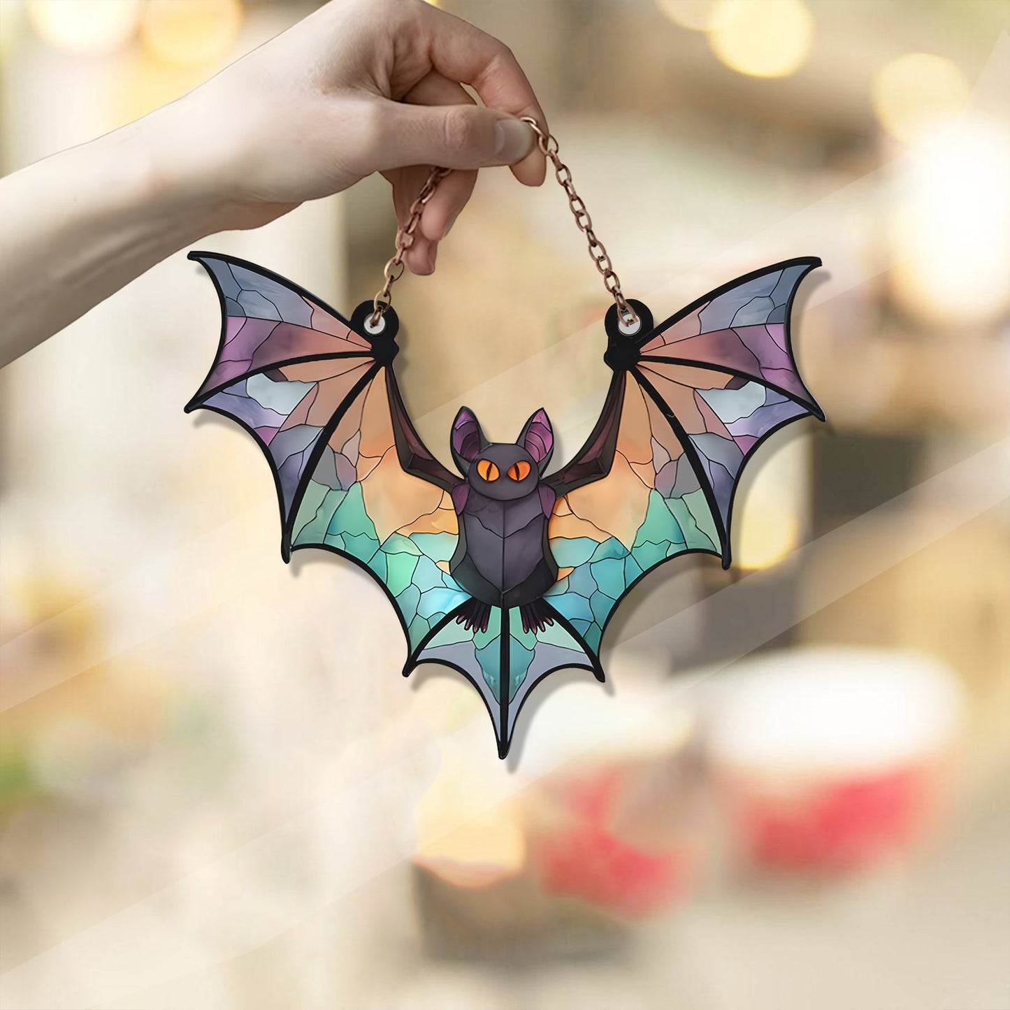 Bat Halloween Colorful Acrylic Window Hanging, Indoor Decor, Bat lovers gift, Garden Gift, Home Decor , Gift For Halloween, Gift For Bat Lover’s