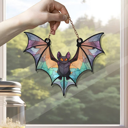 Bat Halloween Colorful Acrylic Window Hanging, Indoor Decor, Bat lovers gift, Garden Gift, Home Decor , Gift For Halloween, Gift For Bat Lover’s