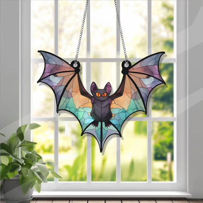 Bat Halloween Colorful Acrylic Window Hanging, Indoor Decor, Bat lovers gift, Garden Gift, Home Decor , Gift For Halloween, Gift For Bat Lover’s