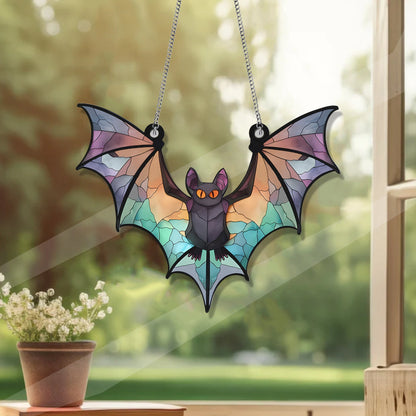 Bat Halloween Colorful Acrylic Window Hanging, Indoor Decor, Bat lovers gift, Garden Gift, Home Decor , Gift For Halloween, Gift For Bat Lover’s