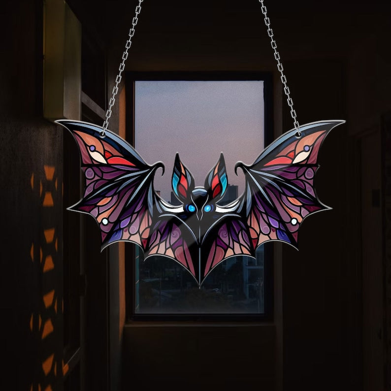 Gothic Bat Acrylic Window Hanging, Gothic Dark Sign, Haunted Halloween Decor, Spooky Goth Gift, Gothic Darkness Bat Window Decor, Halloween