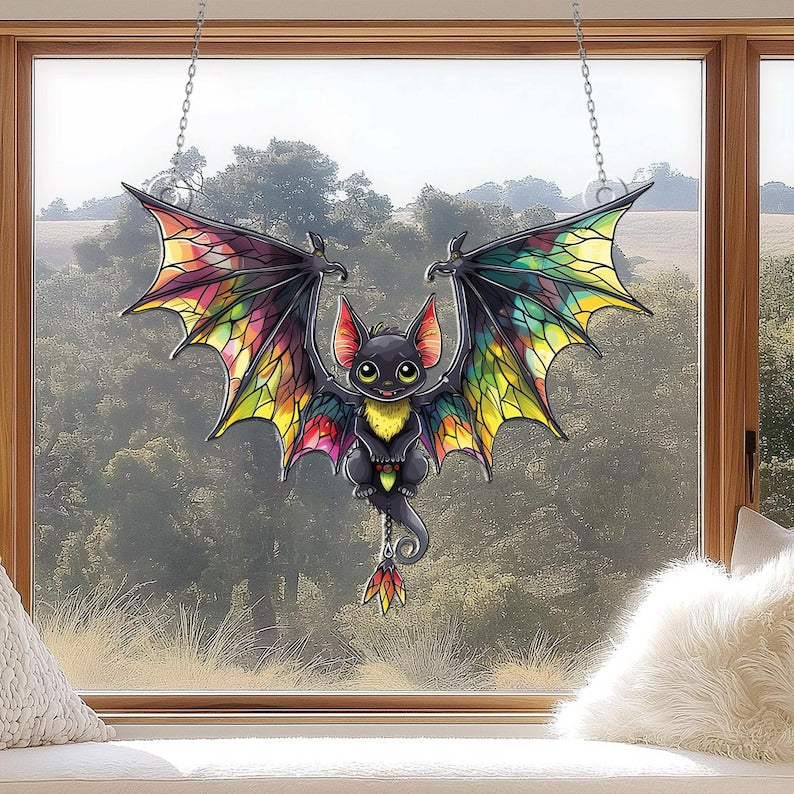 Bat Halloween Acrylic Window Hanging, Indoor Decor, Bat lovers gift, Funny Bat window decor, Halloween Gift, Halloween decor, Garden Gift, Bat Lover’s