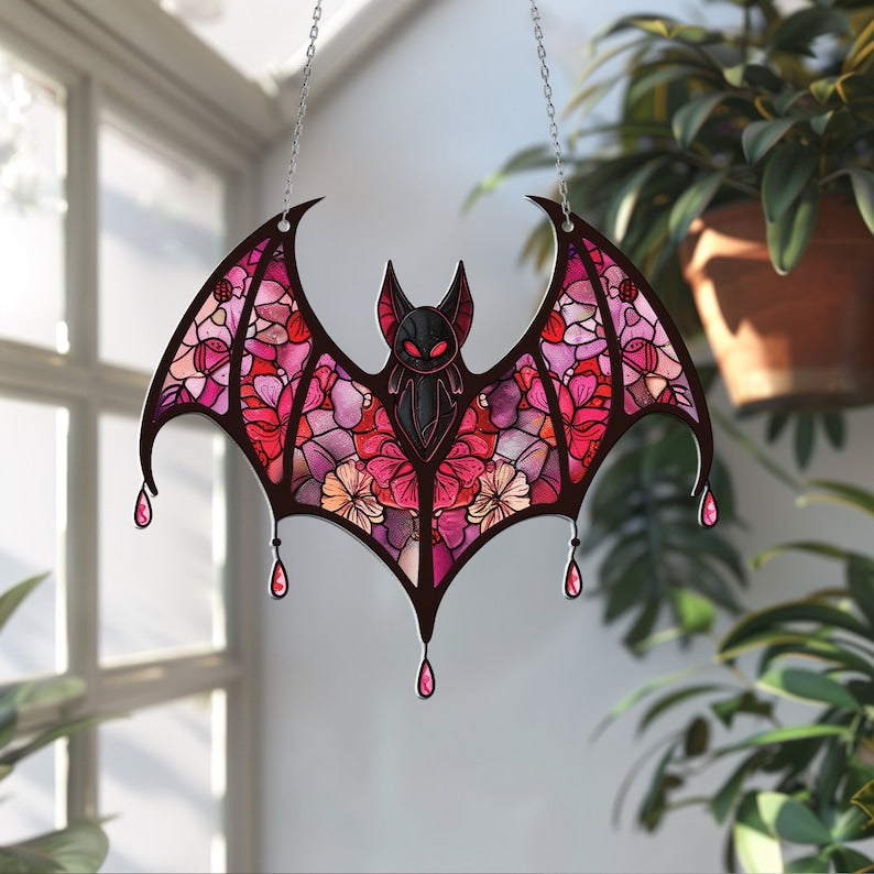 Bat Halloween Acrylic Window Hanging, Indoor Decor, Bat lovers gift, Funny Bat window decor, Halloween Gift, Halloween decor, Garden Gift, Bat Lover’s