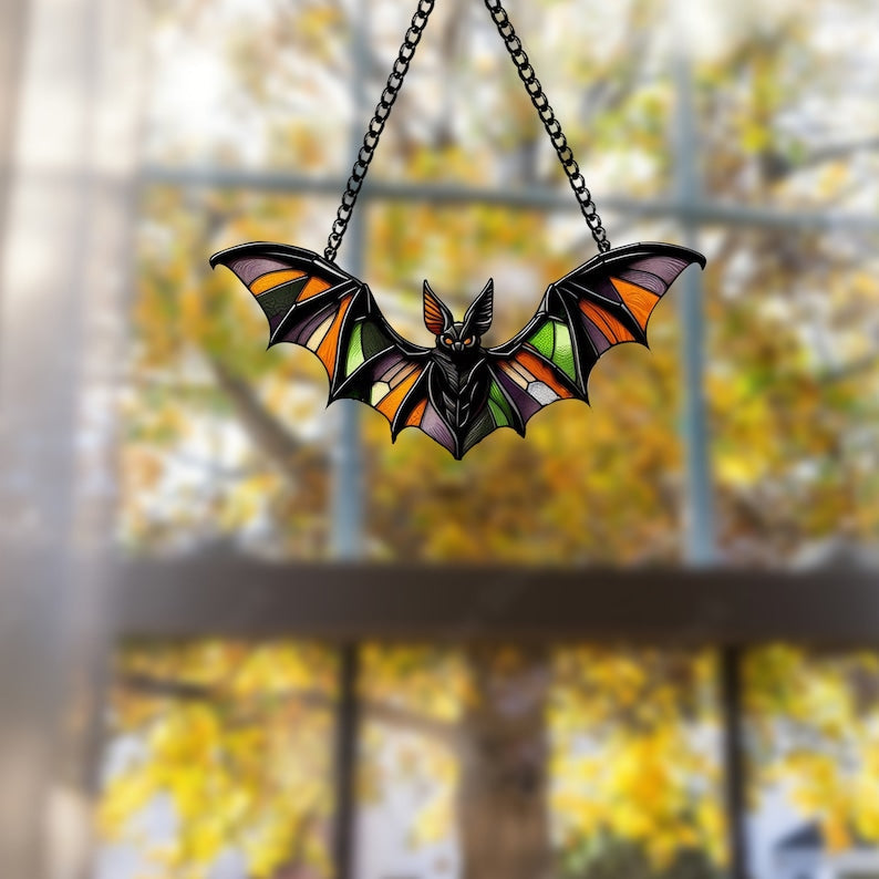 Bat Dark Acrylic Window Hanging, Indoor Decor, Bat lovers gift, Funny Bat window decor, Gothic bat, Halloween decor, Garden Gift