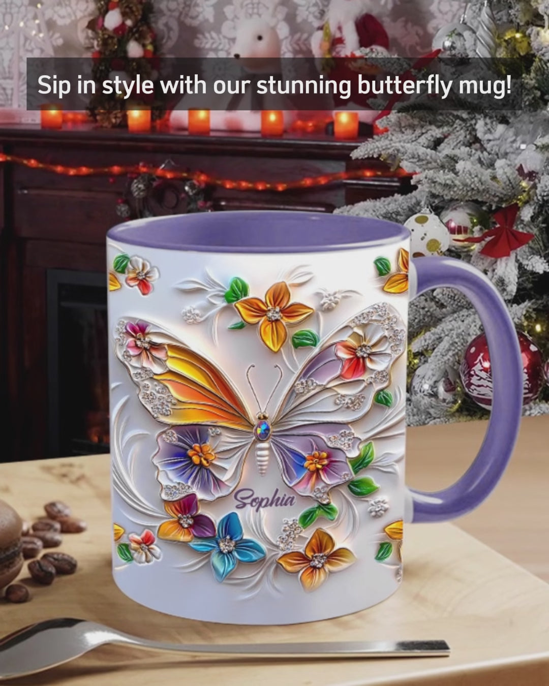 Stunning Butterfly - Personalized Butterfly Accent Mug