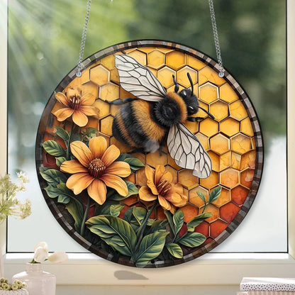 Bee Honeycomb ACRYLIC Window hanging, Honey Bee Acrylic Window Decor, Perfect Gift For Home, Hippie Decor, Garden Gift