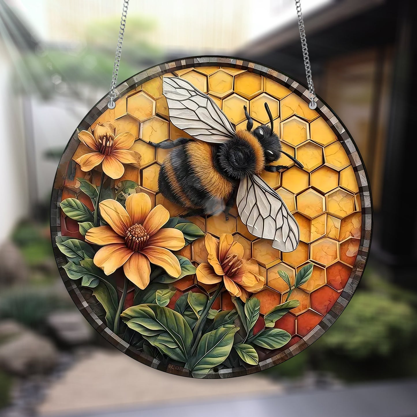 Bee Honeycomb ACRYLIC Window hanging, Honey Bee Acrylic Window Decor, Perfect Gift For Home, Hippie Decor, Garden Gift