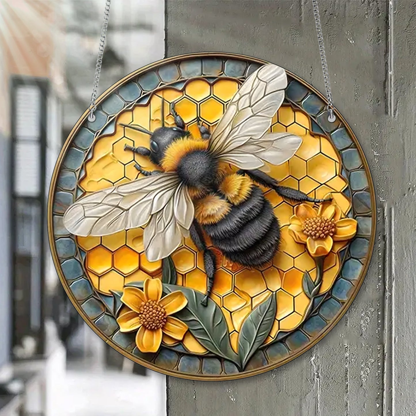 Bee Honeycomb ACRYLIC Window hanging, Honey Bee Acrylic Window Decor, Perfect Gift For Home, Hippie Decor, Garden Gift, Wildlife Lover’s