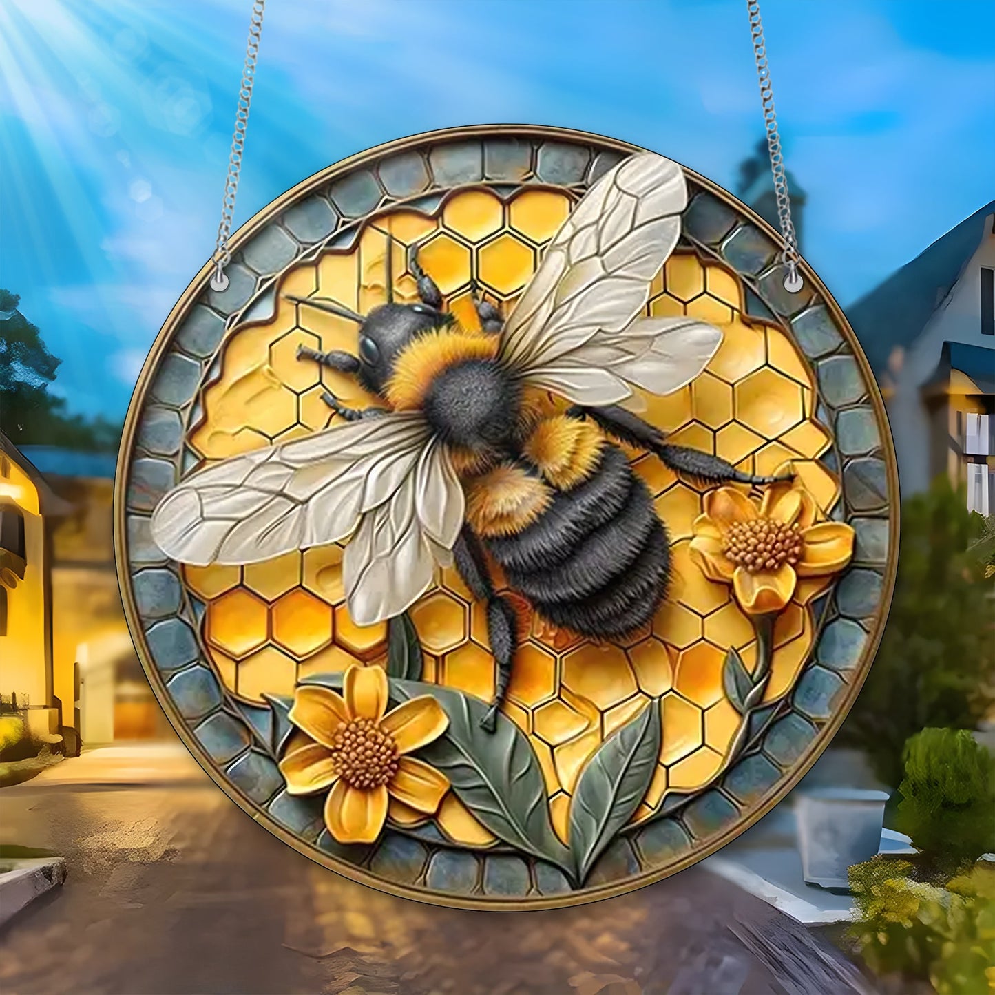 Bee Honeycomb ACRYLIC Window hanging, Honey Bee Acrylic Window Decor, Perfect Gift For Home, Hippie Decor, Garden Gift, Wildlife Lover’s