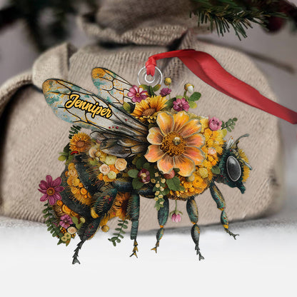 Beautiful Bee Flower Personalized Acrylic Ornament Christmas Gift