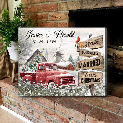 Best Christmas Gift For Newlyweds Farmhouse Red Truck Canvas