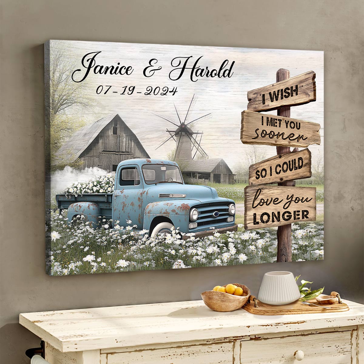 Best Couple Wedding Anniversary Gifts Farmhouse Old Truck Canvas