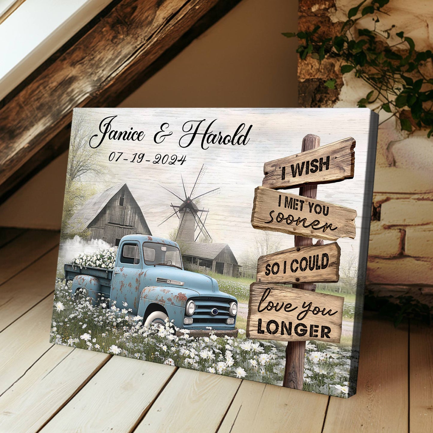 Best Couple Wedding Anniversary Gifts Farmhouse Old Truck Canvas