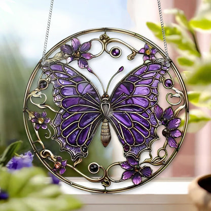 Butterfly Purple Acrylic Window Hanging, Acrylic Window Flowers, Backyard Acrylic Window Decor Art Decoration, Butterflies Acrylic, Gift for Mom, Garden Gift , Gift For Home