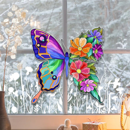 Butterfly Color Flower Acrylic Window Hanging, Window Hangings Home Decoration, Home Decore Gift,