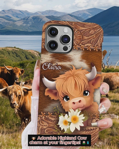 Cute Baby Highland Cow - Personalized Full Print Phone Case