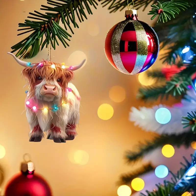 Cute Cow Colorful Lights Acrylic Ornament - Gift For Cow Lover's