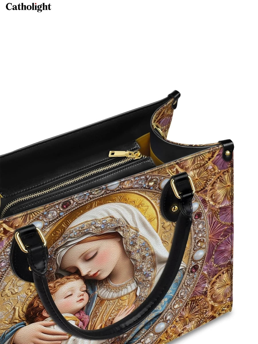 Divine Madonna And Child Leather Bag