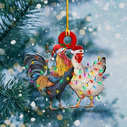 Chicken Rooster And Hen Christmas Acrylic Ornament