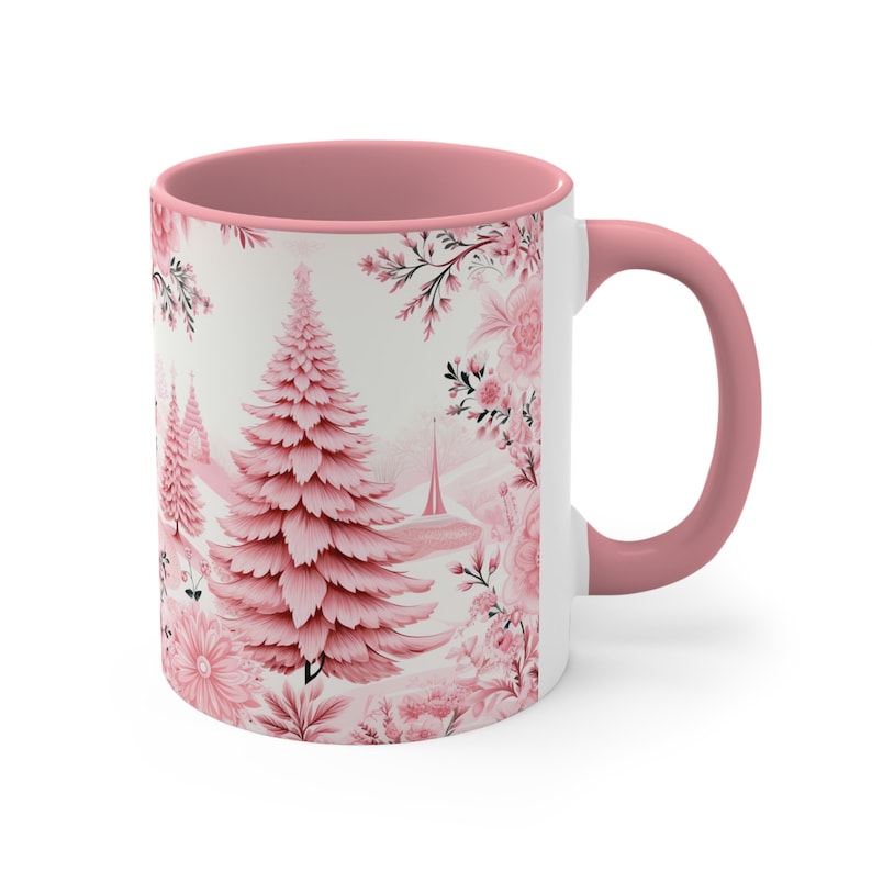 Vintage Pink Retro Christmas Tree Accent Mug - Gift For Christmas