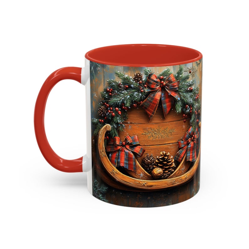 Winter Sled Holiday Wreath Christmas Coffee Accent Mug