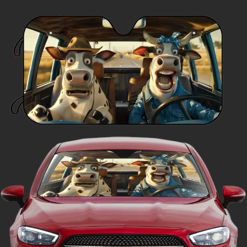 Funny Cow Crazy Car Sunshade