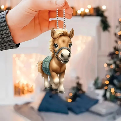 Horse Funny Running Acrylic Ornament - Gift For Cow Lover's