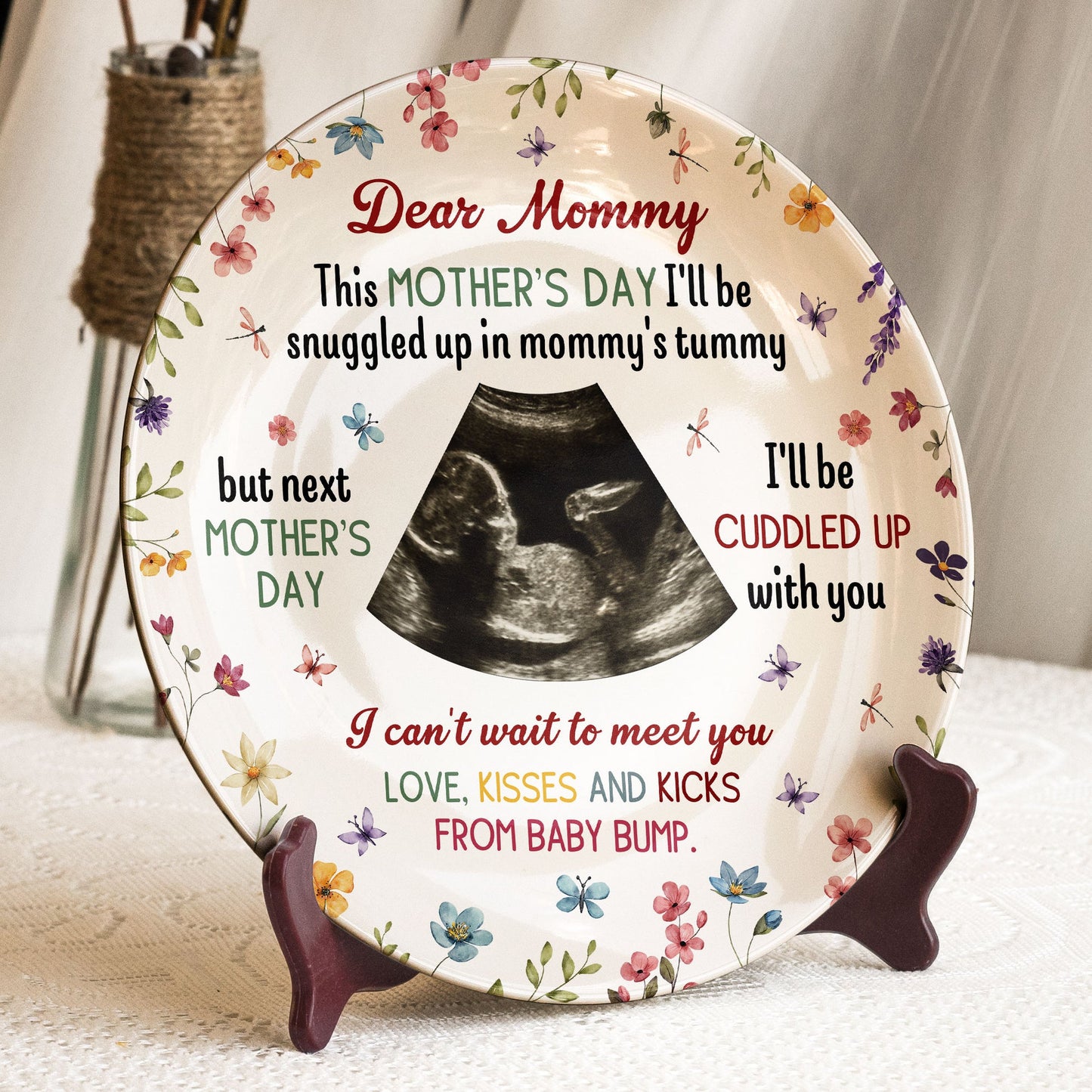 Next Mother's Day I'll Be Cuddled Up With You To Be Mom - Personalized Photo Ceramic Plate