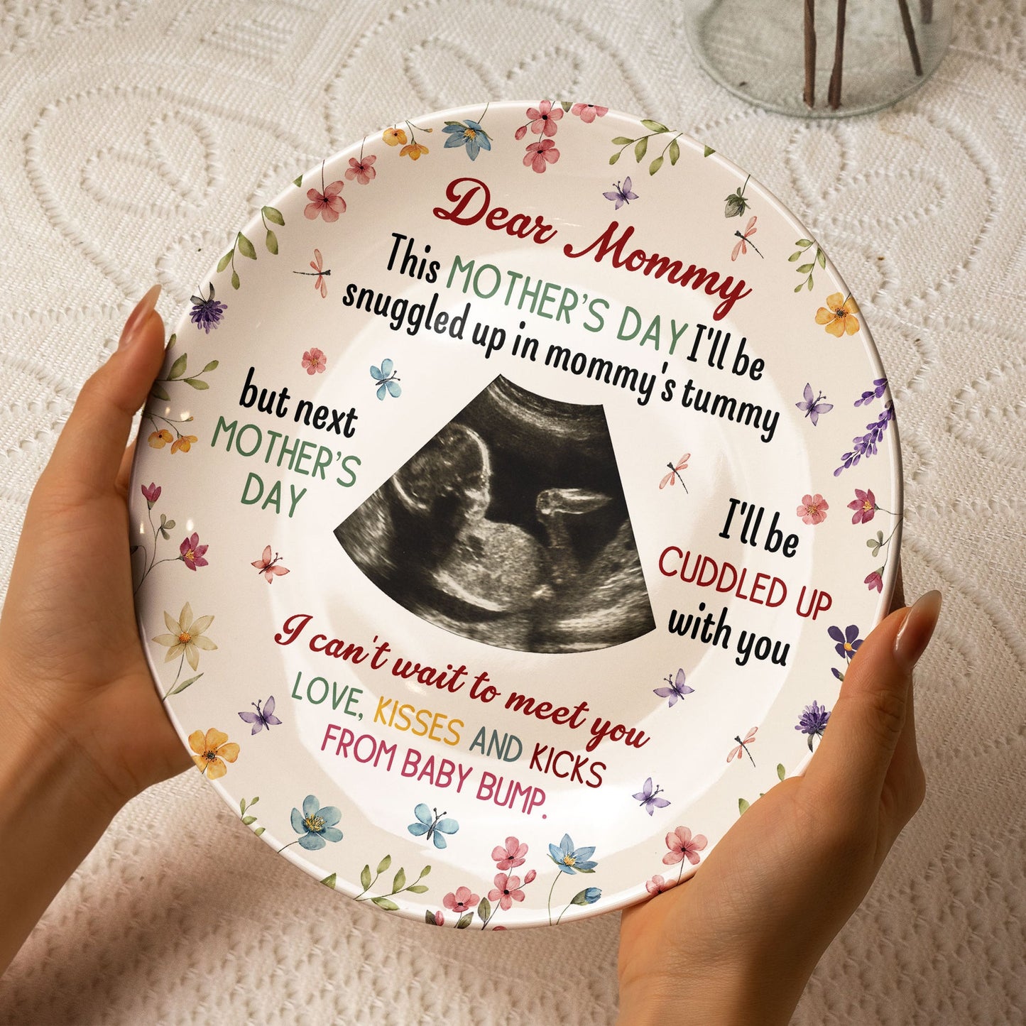 Next Mother's Day I'll Be Cuddled Up With You To Be Mom - Personalized Photo Ceramic Plate