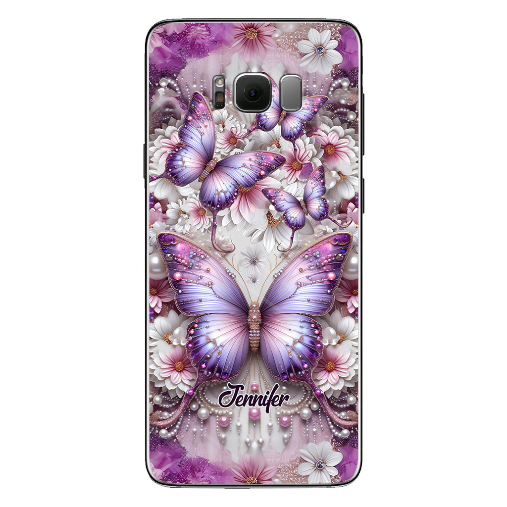 Flowers Butterflies - Personalized Butterfly Phone Case