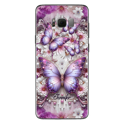 Flowers Butterflies - Personalized Butterfly Phone Case