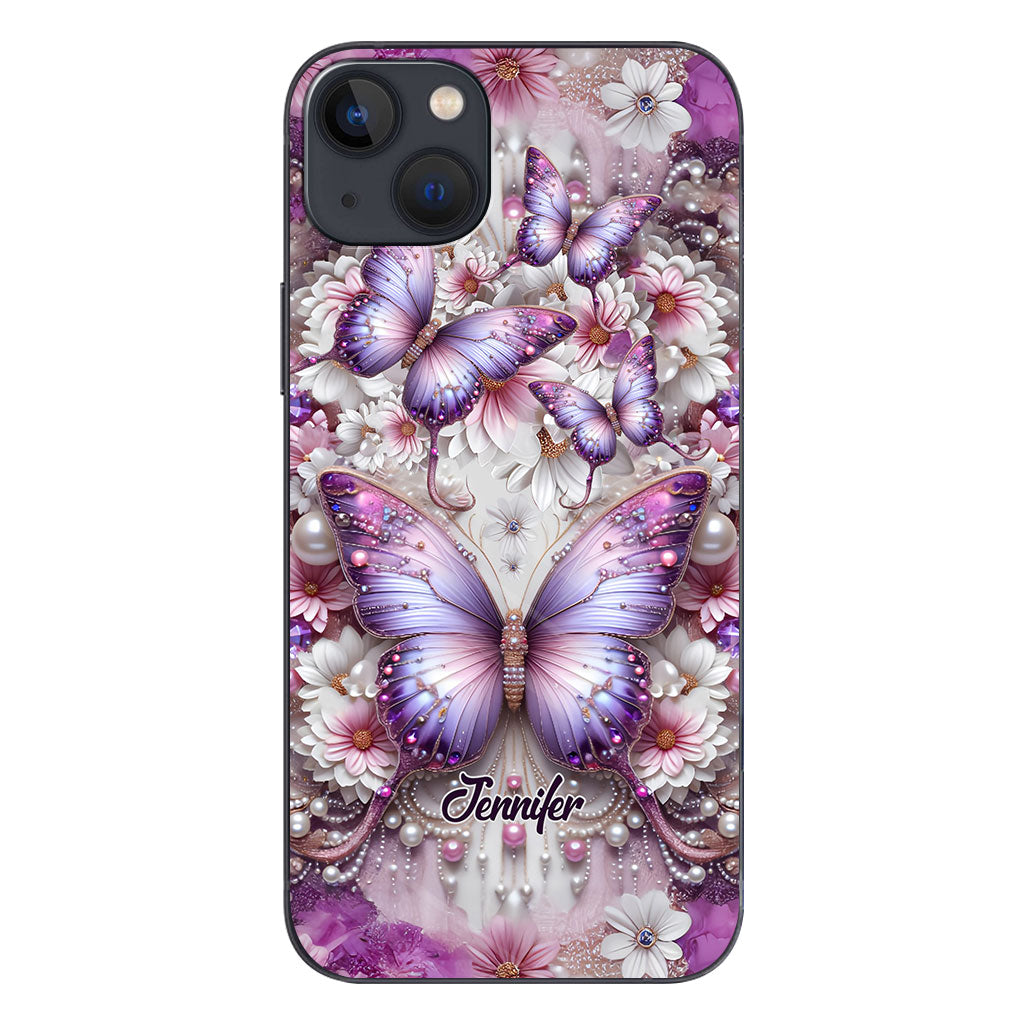 Flowers Butterflies - Personalized Butterfly Phone Case