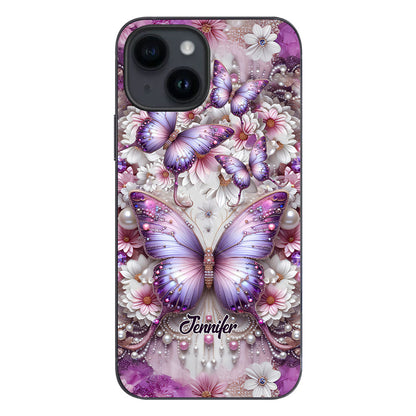 Flowers Butterflies - Personalized Butterfly Phone Case