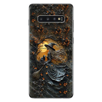 Beautiful Witch &  Black Cat - Personalized Witch Phone Case