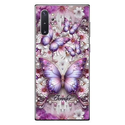 Flowers Butterflies - Personalized Butterfly Phone Case