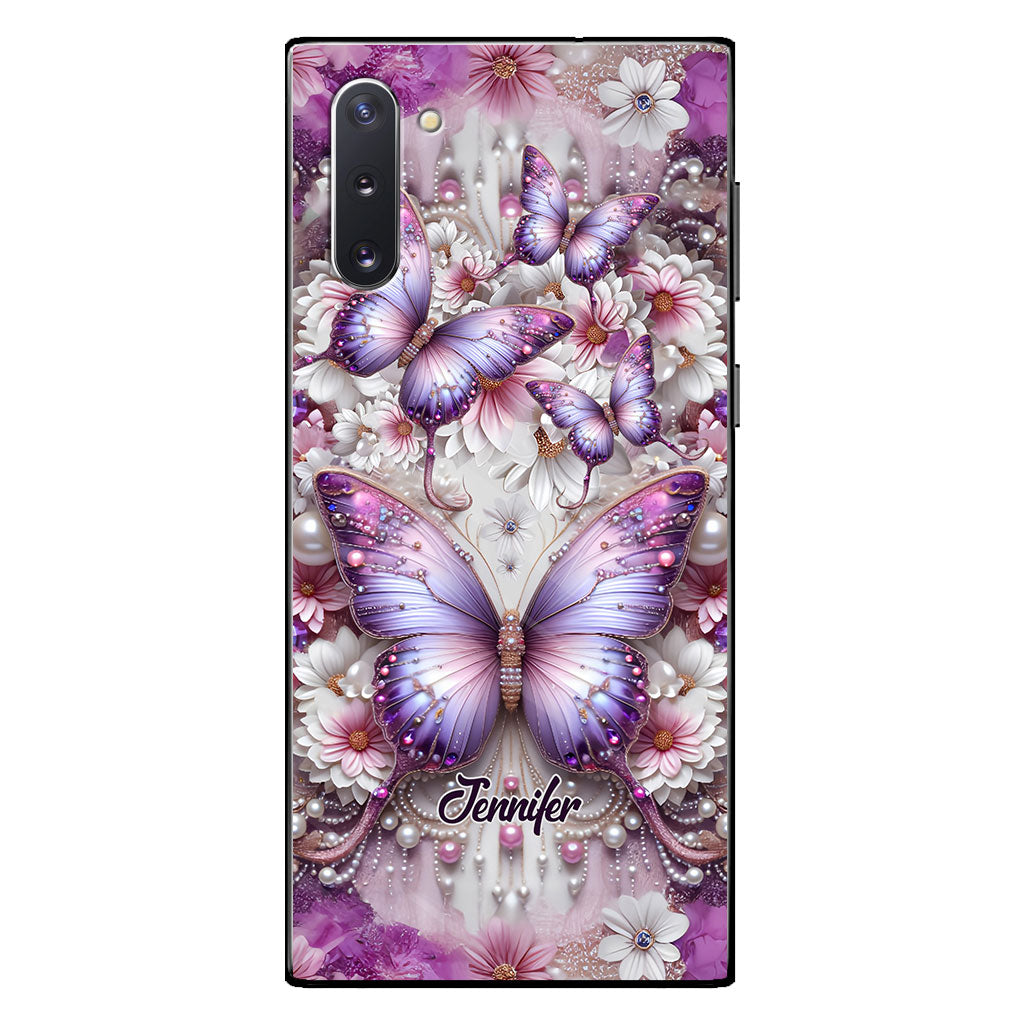 Flowers Butterflies - Personalized Butterfly Phone Case