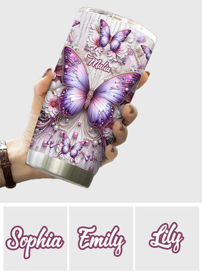 Floral Butterflies - Personalized Butterfly Tumbler