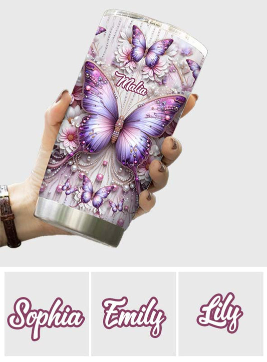 Floral Butterflies - Personalized Butterfly Tumbler