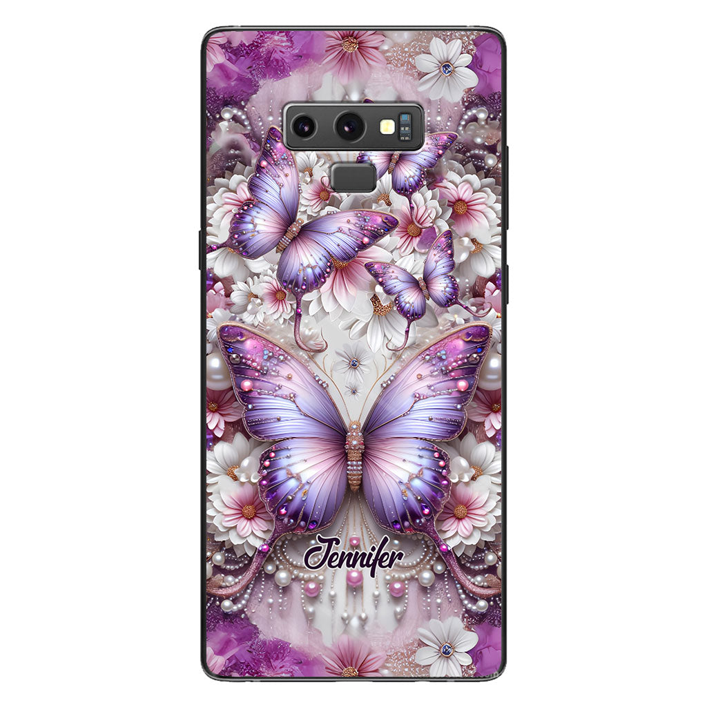 Flowers Butterflies - Personalized Butterfly Phone Case