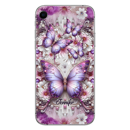 Flowers Butterflies - Personalized Butterfly Phone Case