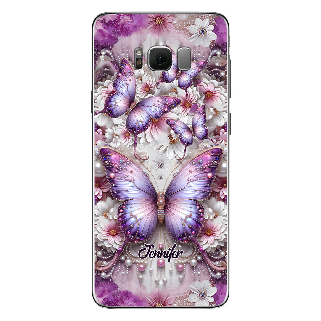 Flowers Butterflies - Personalized Butterfly Phone Case