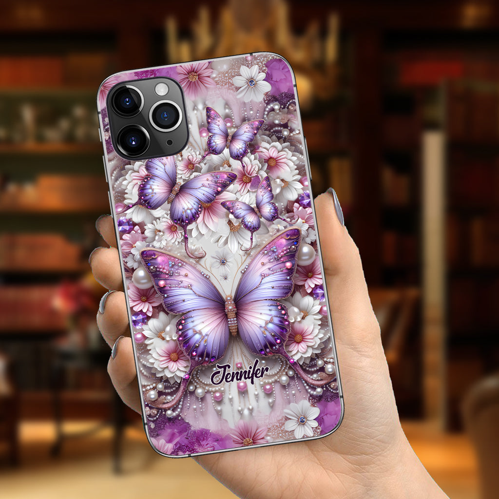 Flowers Butterflies - Personalized Butterfly Phone Case