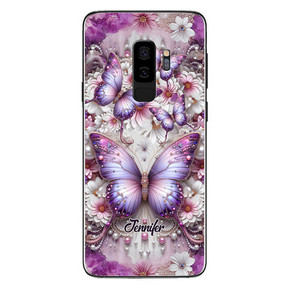 Flowers Butterflies - Personalized Butterfly Phone Case