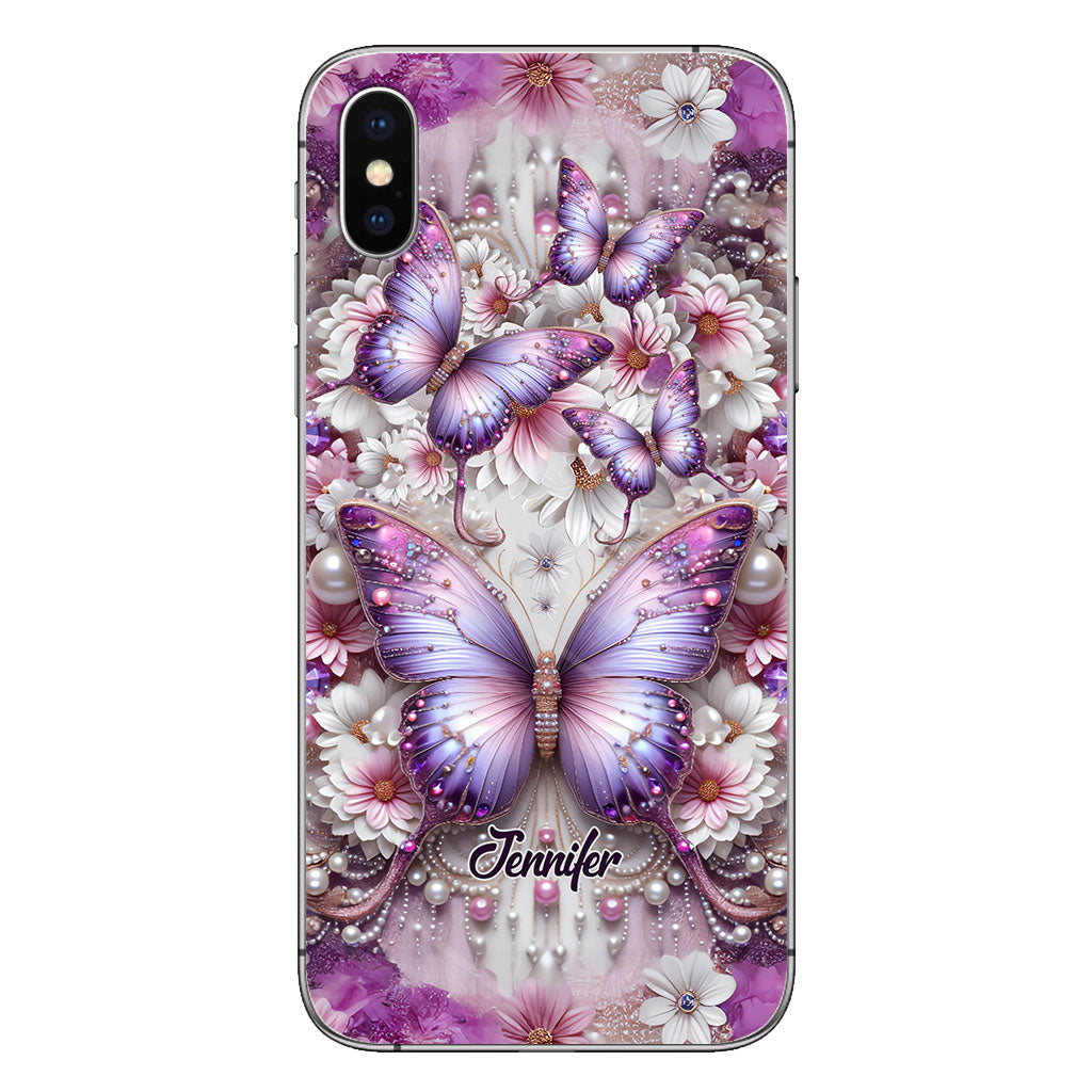 Flowers Butterflies - Personalized Butterfly Phone Case