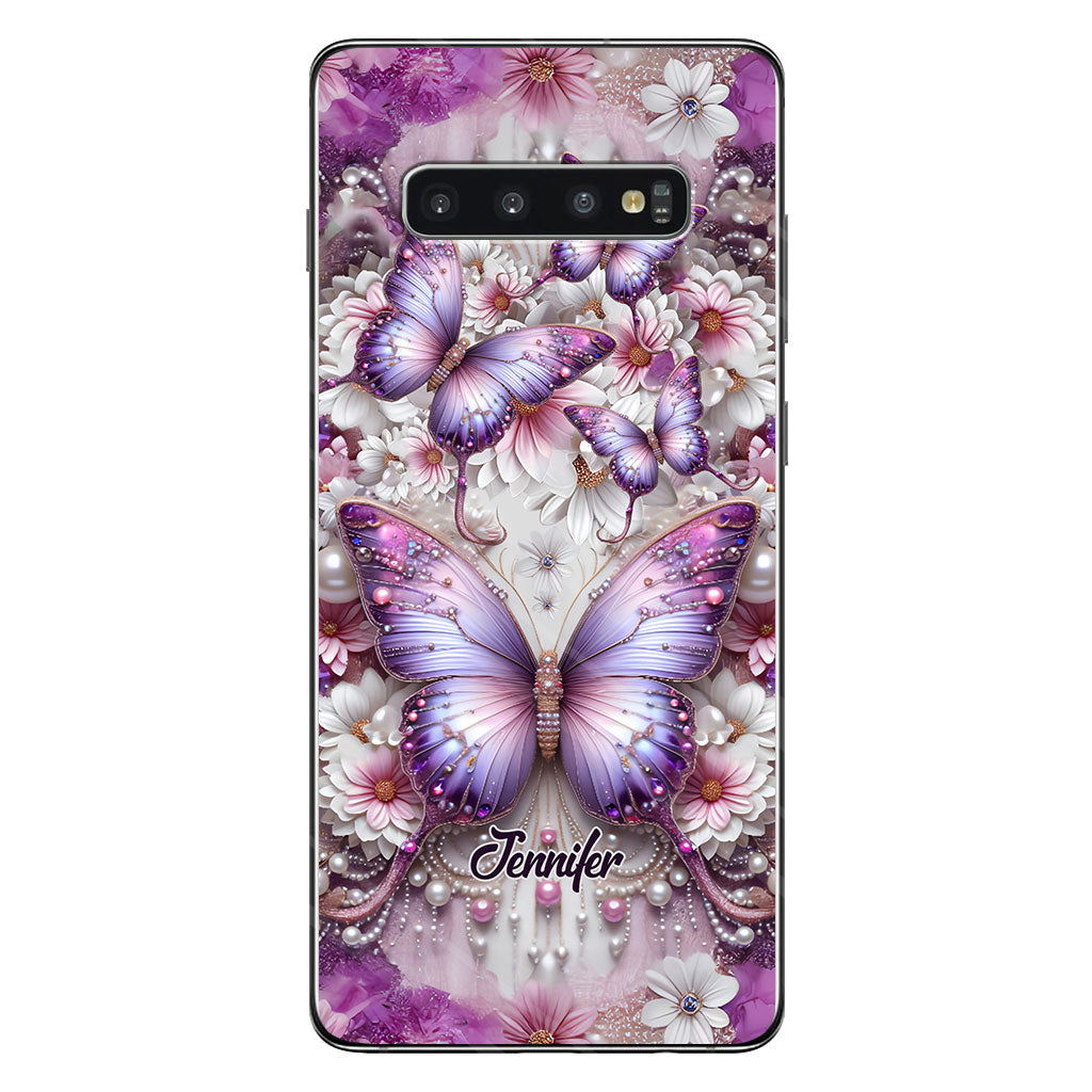 Flowers Butterflies - Personalized Butterfly Phone Case