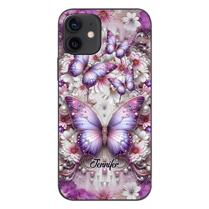 Flowers Butterflies - Personalized Butterfly Phone Case