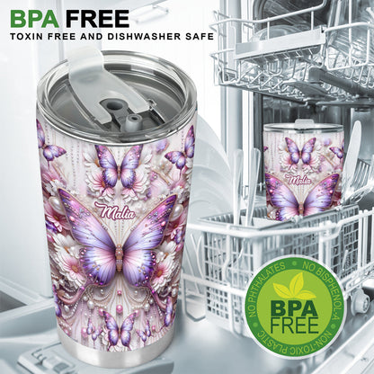 Floral Butterflies - Personalized Butterfly Tumbler