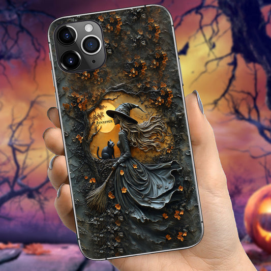 Beautiful Witch &  Black Cat - Personalized Witch Phone Case